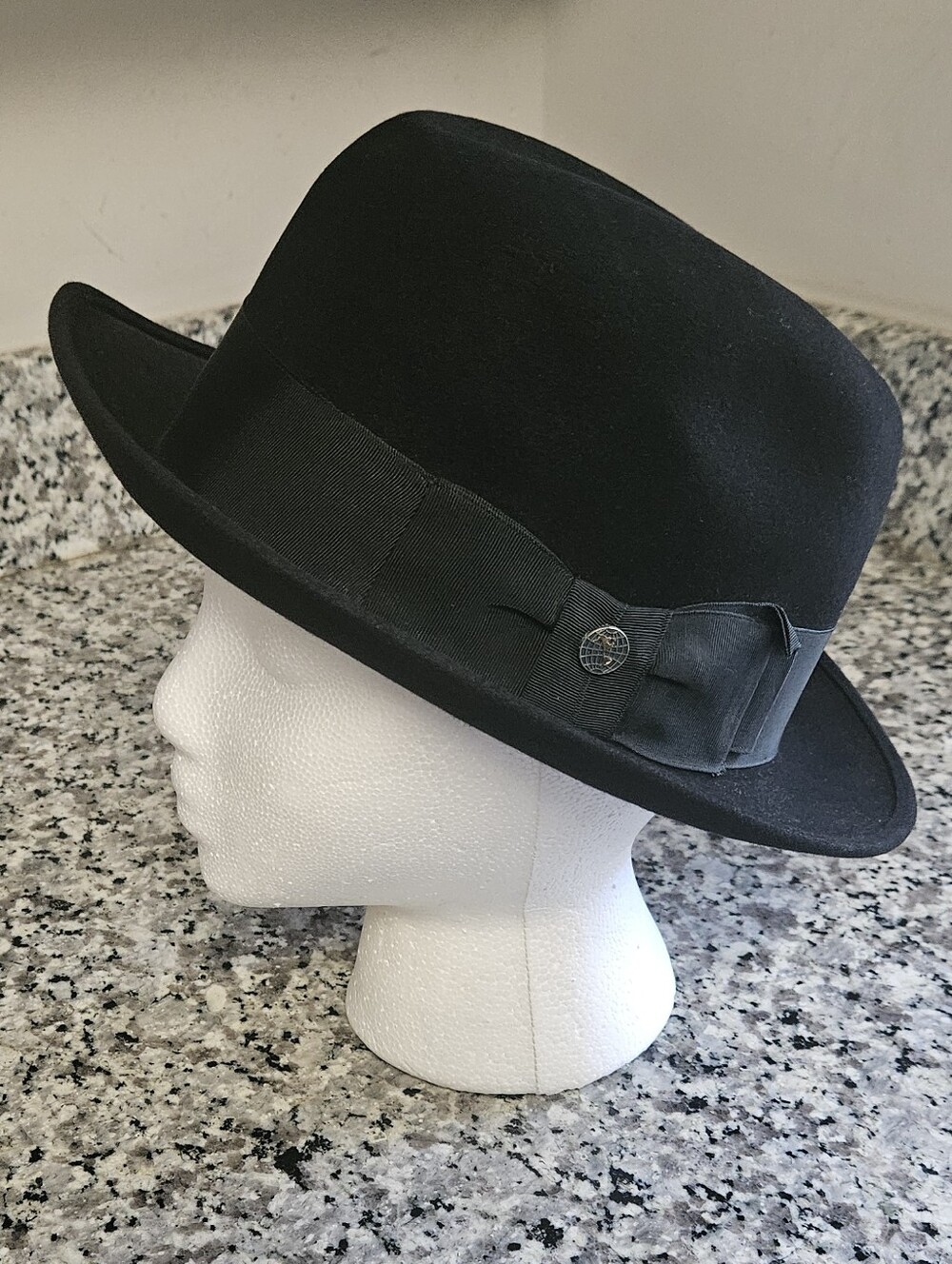 Vintage Classic Black Guyer Philadelphia Excellent Quality Fedora Hat Size 6 7/8